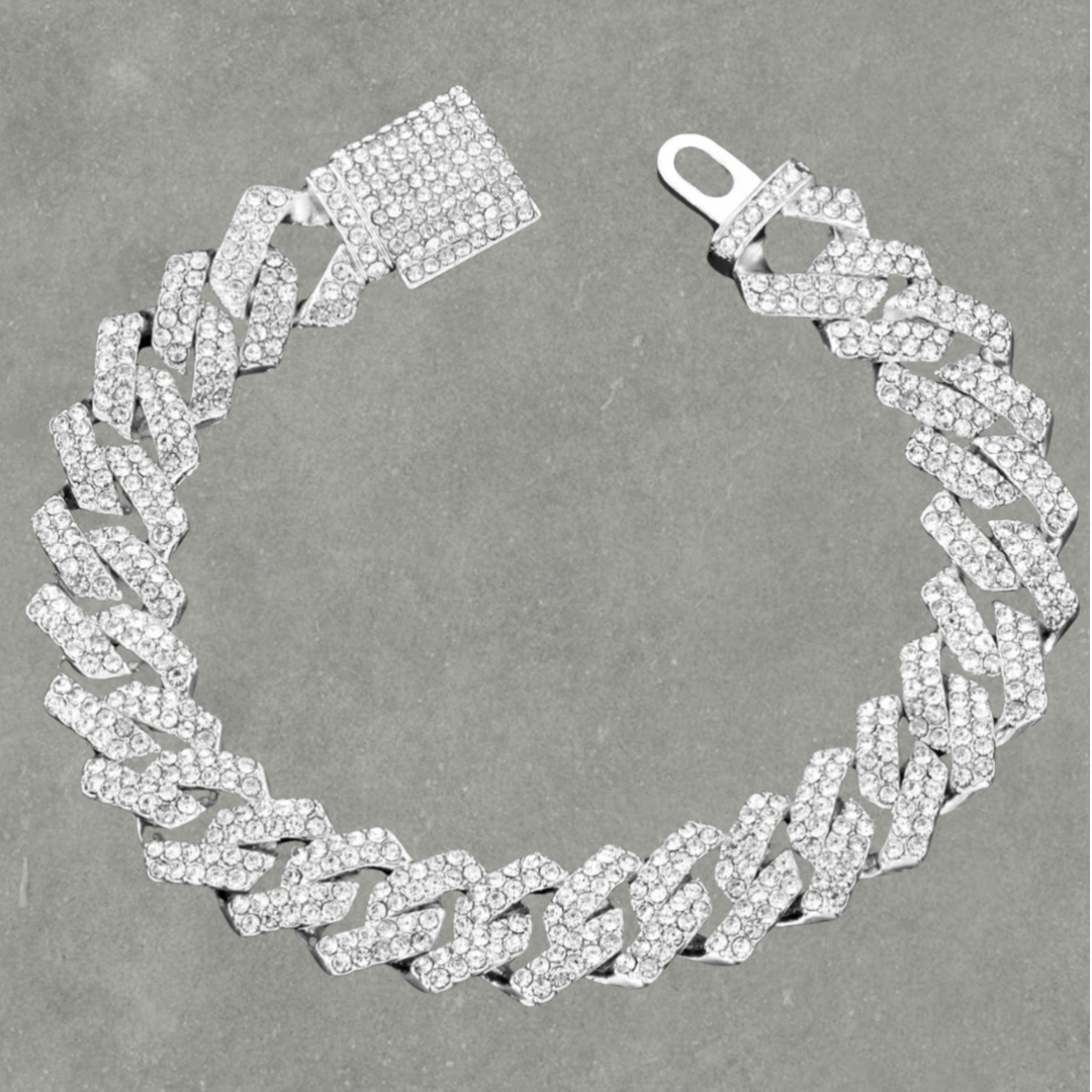 Bracelet cubain faux diamant