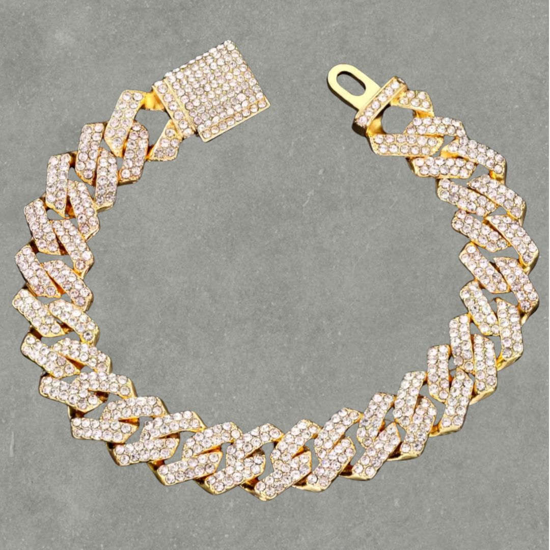 Bracelet cubain faux diamant